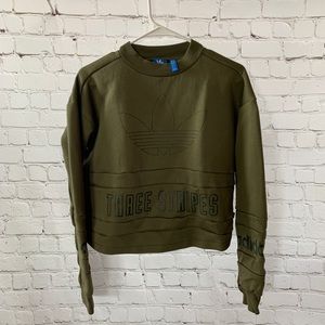 Adidas Slightly Cropped Crewneck Olive Sweater